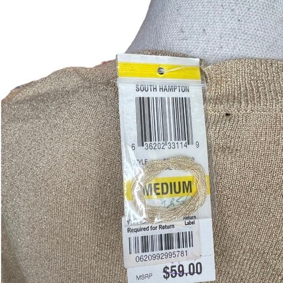 INC International Concepts Y2K metallic gold shimmer sweater NEW dead stock - Picture 7 of 9